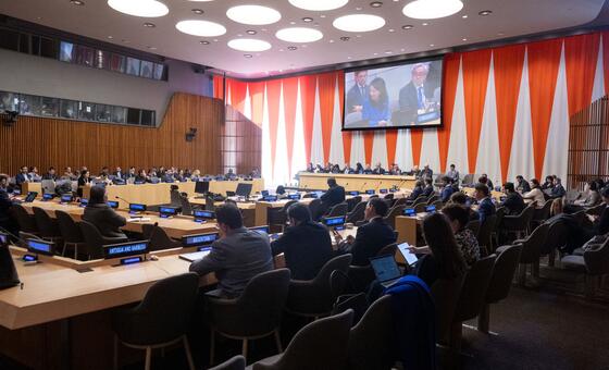 2026年4月6日，联合国大会全体会议就“联合国80周年倡议”举行非正式会议的全景图。